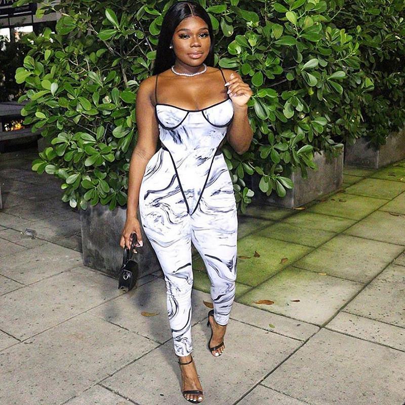 Tie Dye Print Women Two Piece Sets Strap Bodysuit And Leggings Sexy