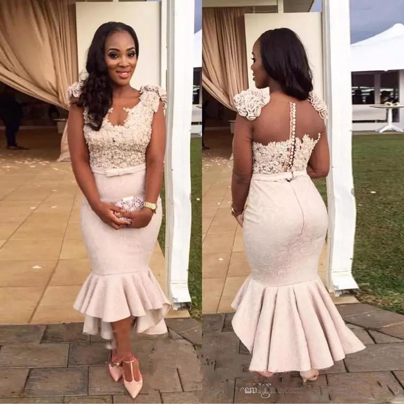 Sexy African Deep V-Neck Mermaid Bridesmaid Dresses Satin Sheer Back