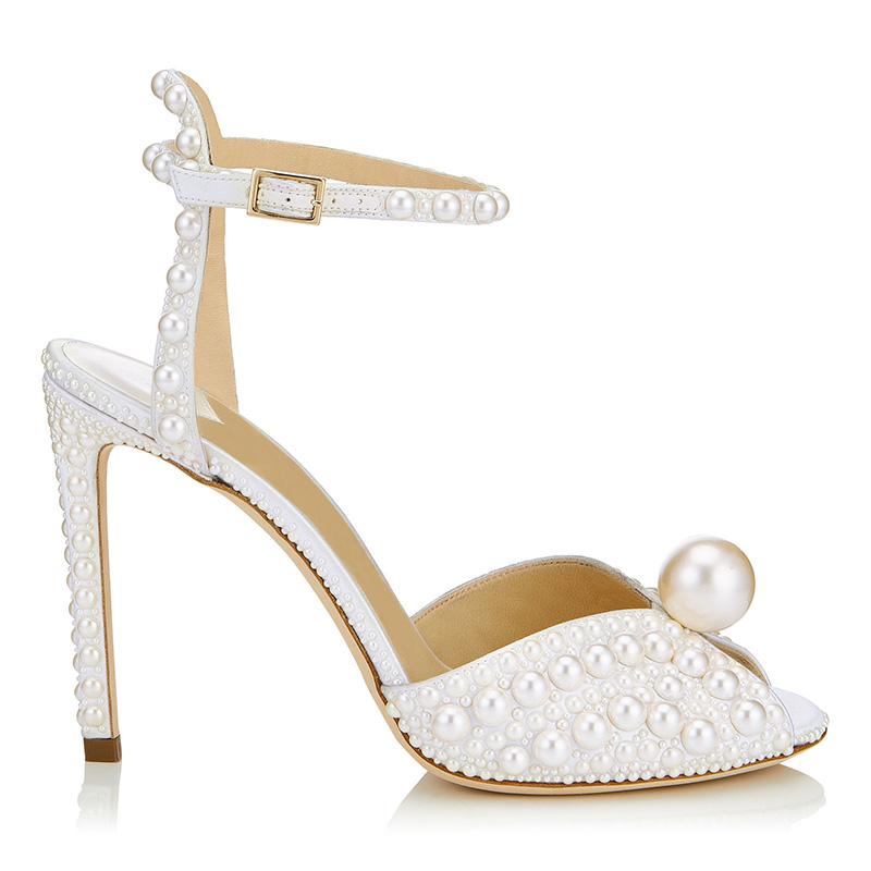With box Genuine leather Peep toes shoes sheep leather high heels