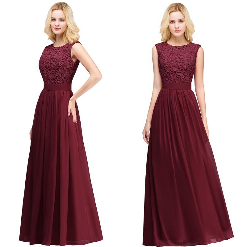 Sexy Jewel Sheer Neck Lace Long Evening Dress Robe De Soiree In Stock