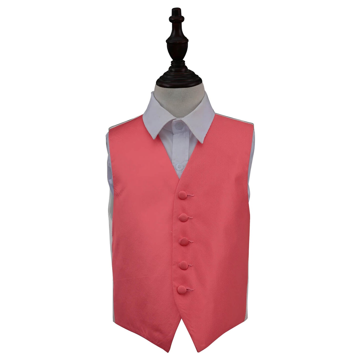 Solid Check Waistcoat - Boys - Coral, 34'