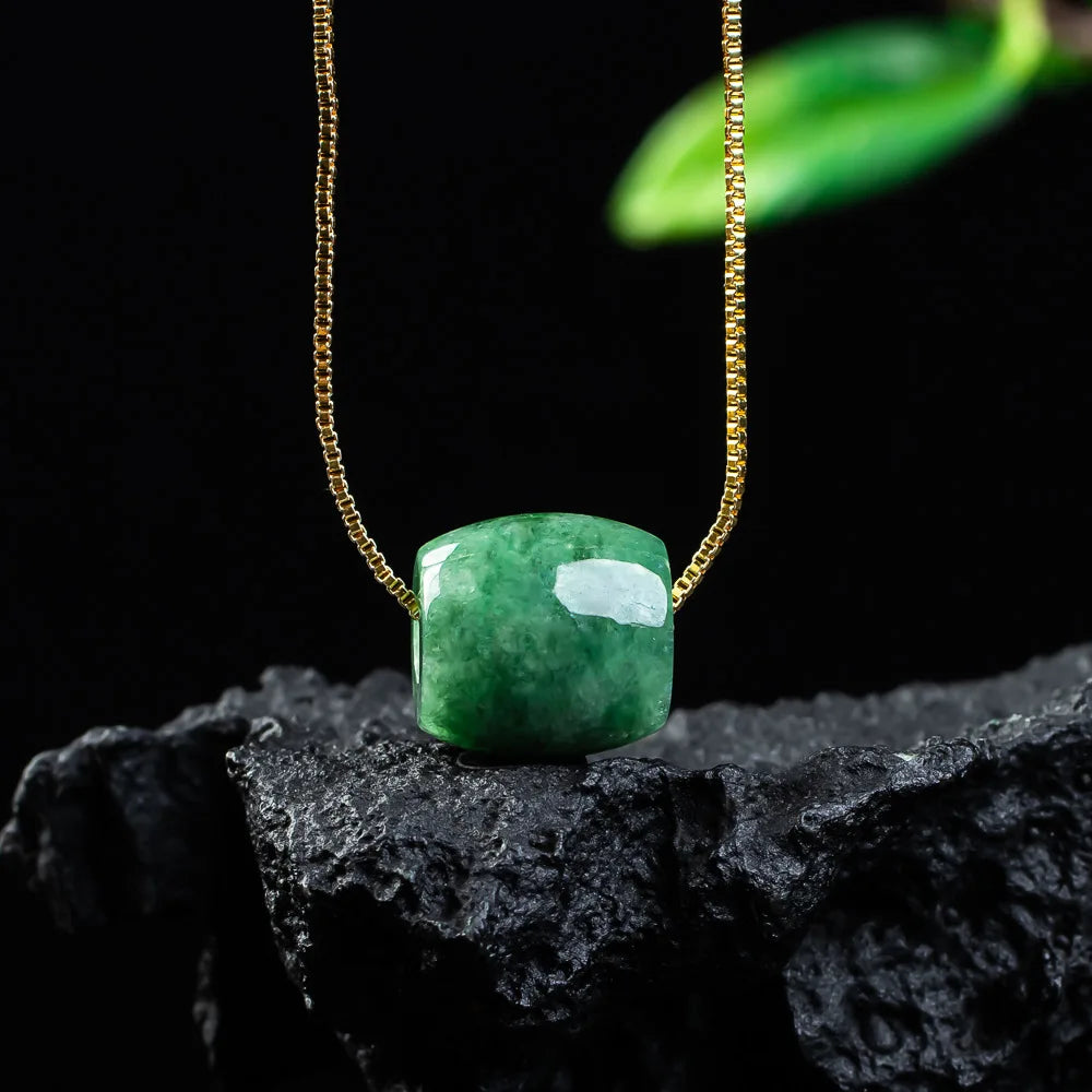 Natural Real Jade Bead Pendant Myanmar Jadeite Necklace Designer Amulet Fashion Luxury Vintage Gemstone Gifts for Women