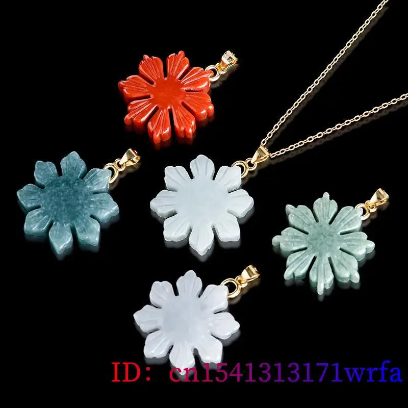 Myanmar Jade Sunflower Pendant Necklace Real Burmese Jadeite Amulet Natural Jewelry Carved Fashion 18K Gold Plated Choker