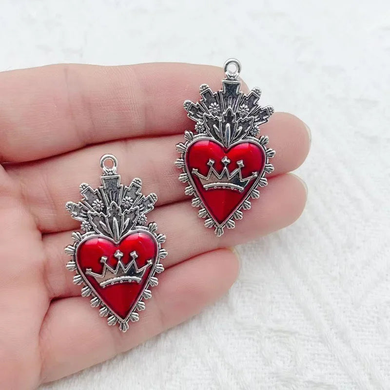 10pcs Dark Gothic Exaggerated Heart Cross Sword Pendant DIY Handmade Bracelet Necklace Bead Accessories Material