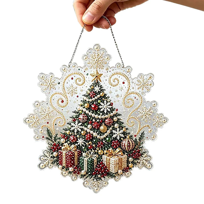 20X20CM Diamond Painting 3d Mixed-sized Pearl Beads Christmas Pearl Suncatcher Kit For Diy Craft Metal Chain Festive Wall Decor