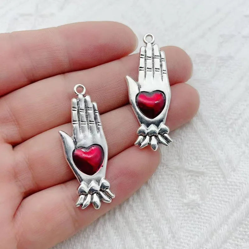 10pcs Dark Gothic Exaggerated Heart Cross Sword Pendant DIY Handmade Bracelet Necklace Bead Accessories Material
