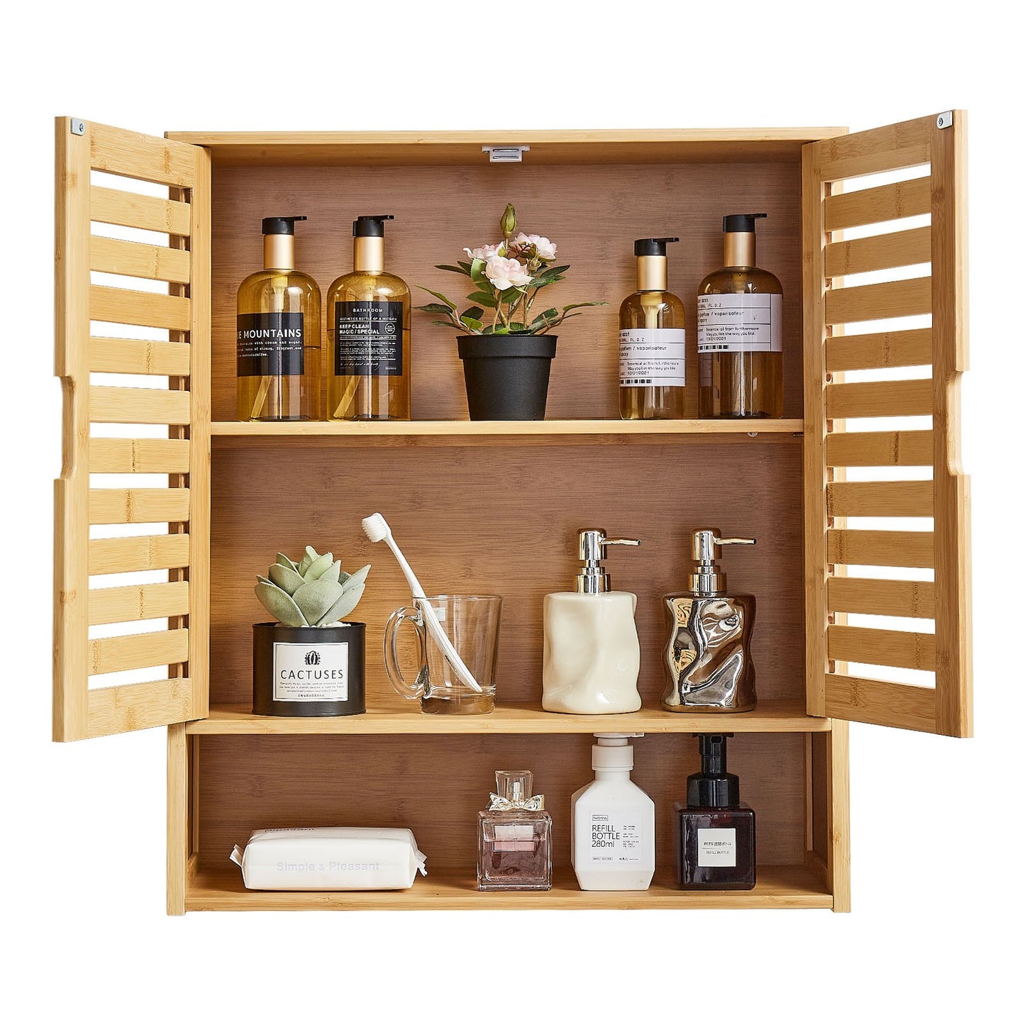Bathroom Wall Cabinet, 2 Doors and Adjustable Shelf, Over the Toilet