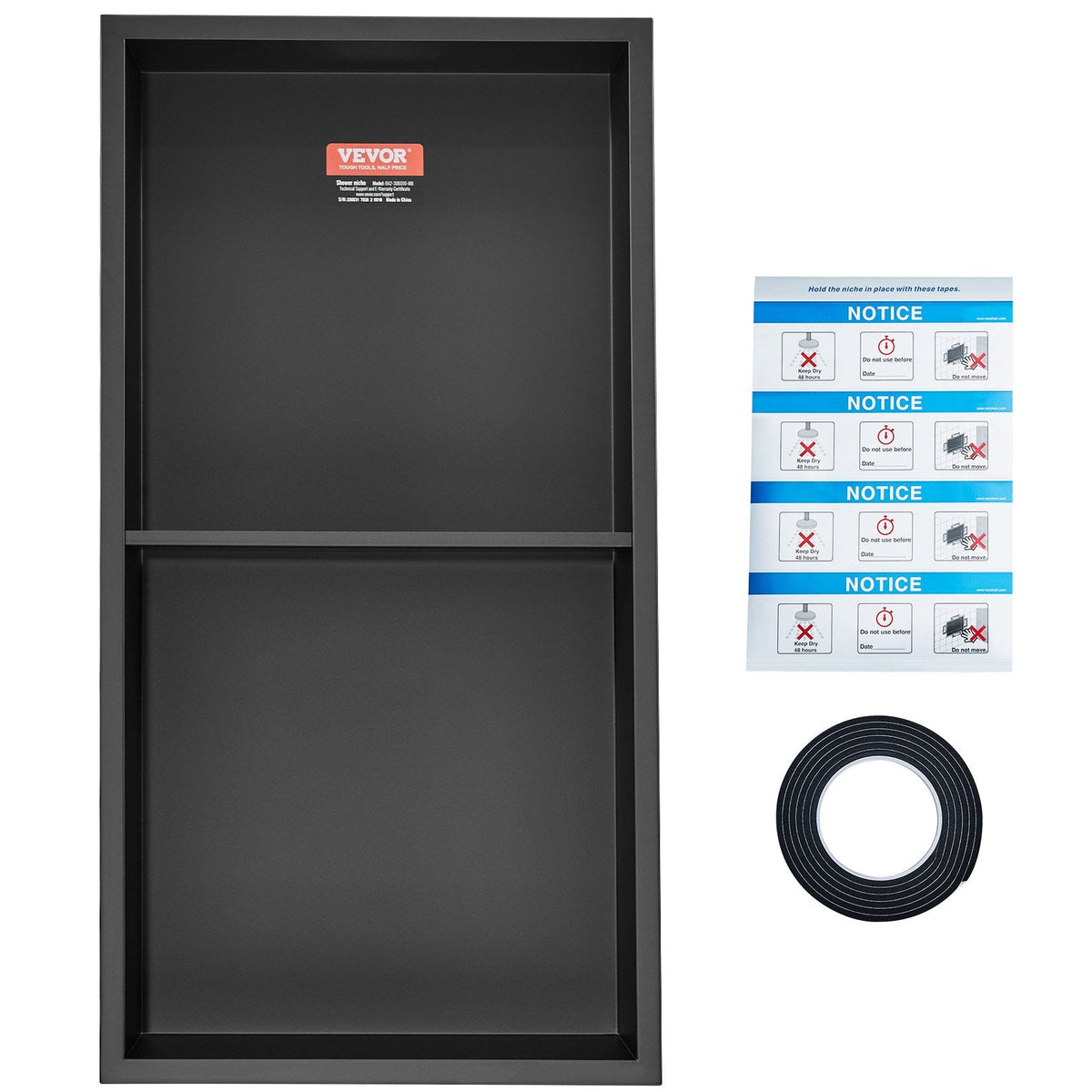 VEVOR 33.02 x 63.5 cm No Tile Shower Niche 304 Stainless Steel,
