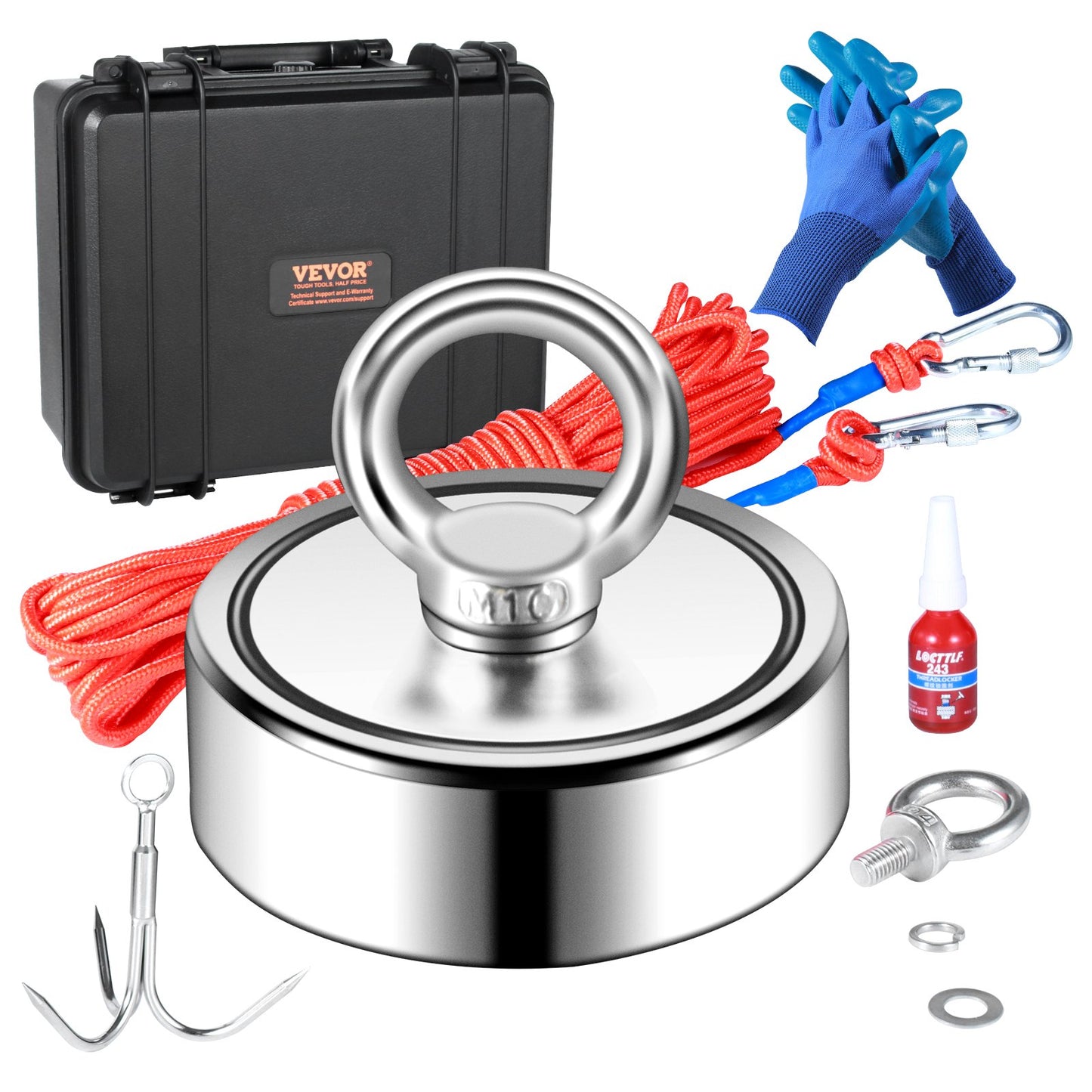 Magnet Fishing Kit, 544.3 kg Pulling Force Double Sided Fishing