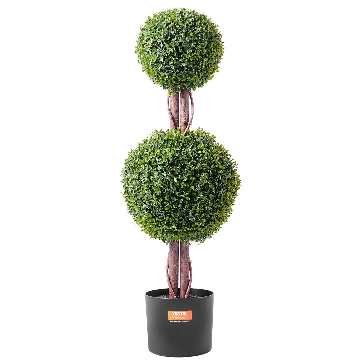 Artificial Boxwood Topiary Tree, 36 inch Tall (2 Pieces), Double Ball