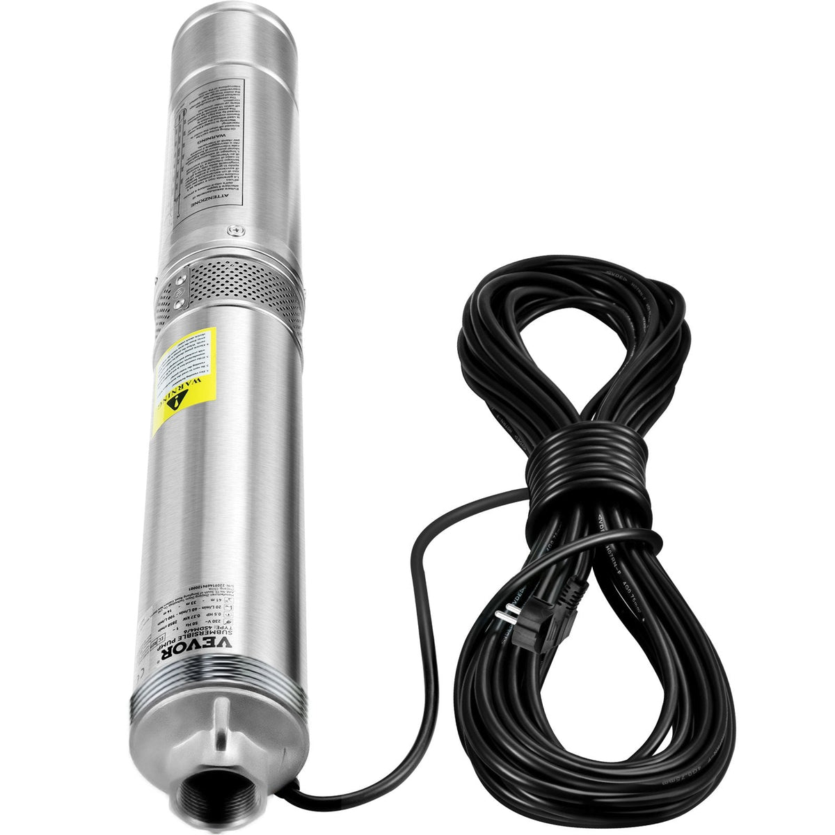 VEVOR Deep Well Submersible Pump, 750W 230V/50Hz, 105L/min 62 m Head