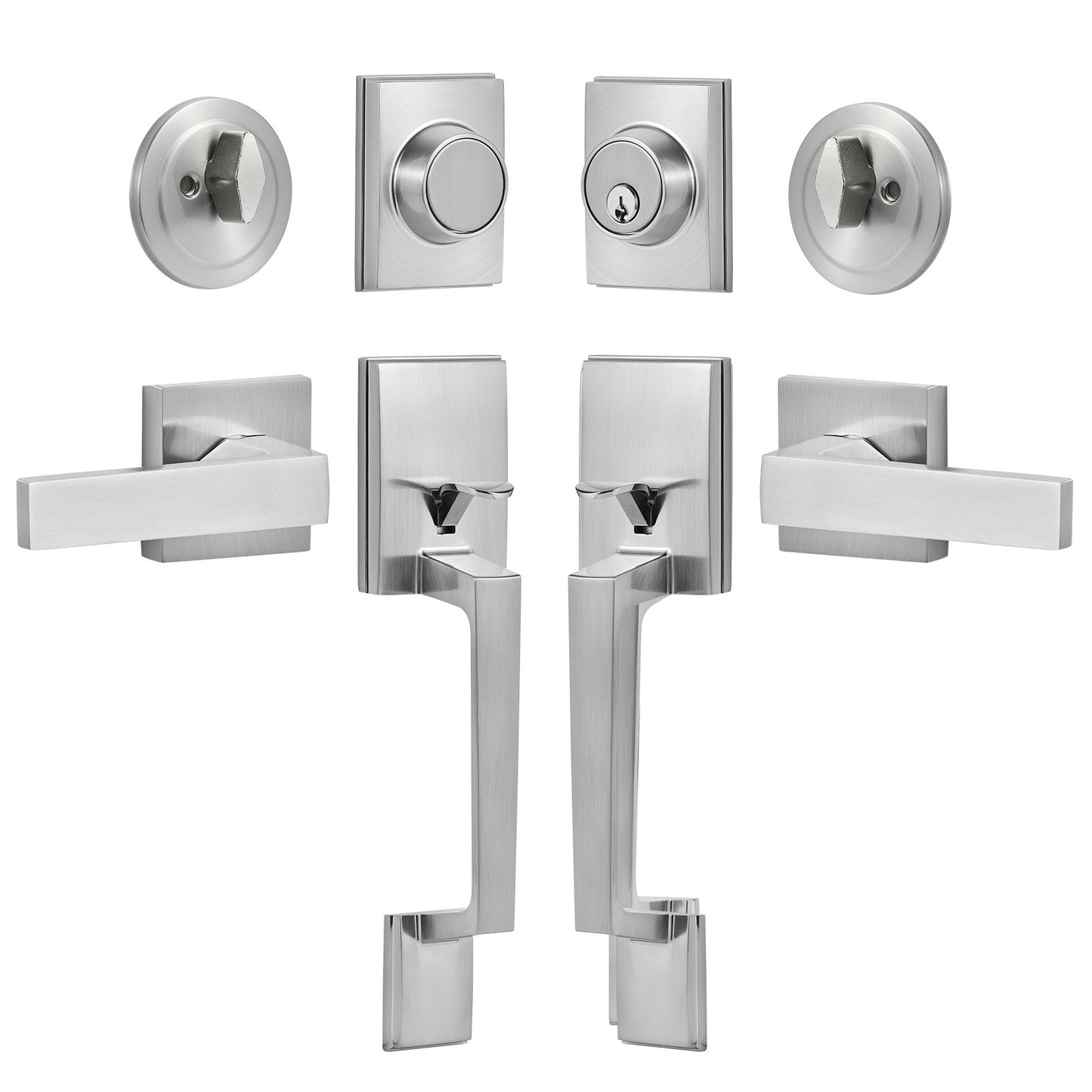 Double Door Handle Set, Double Door Lock Set with Reversible Handle