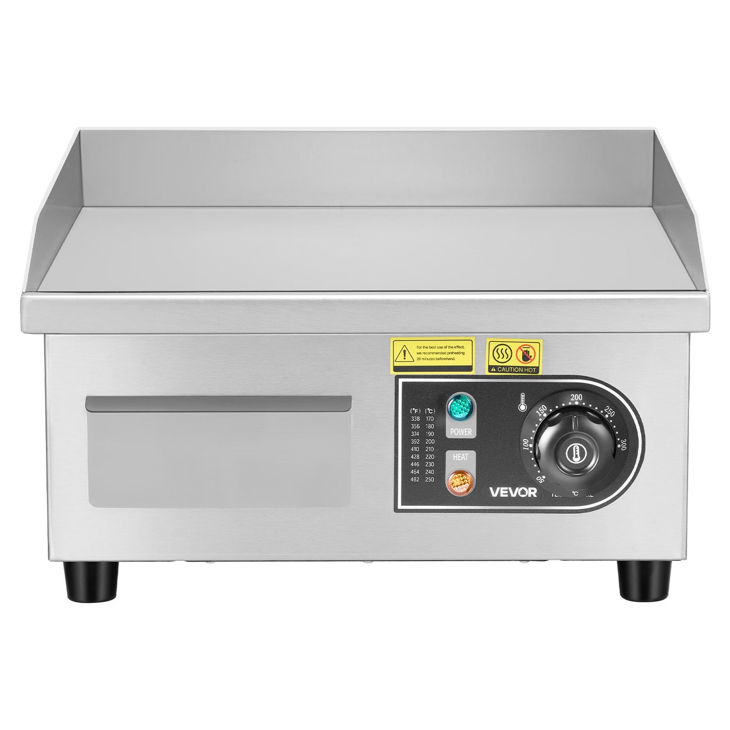 Commercial Electric Griddle, 355 x 300 mm, 2000W, 50-300°C Adjustable