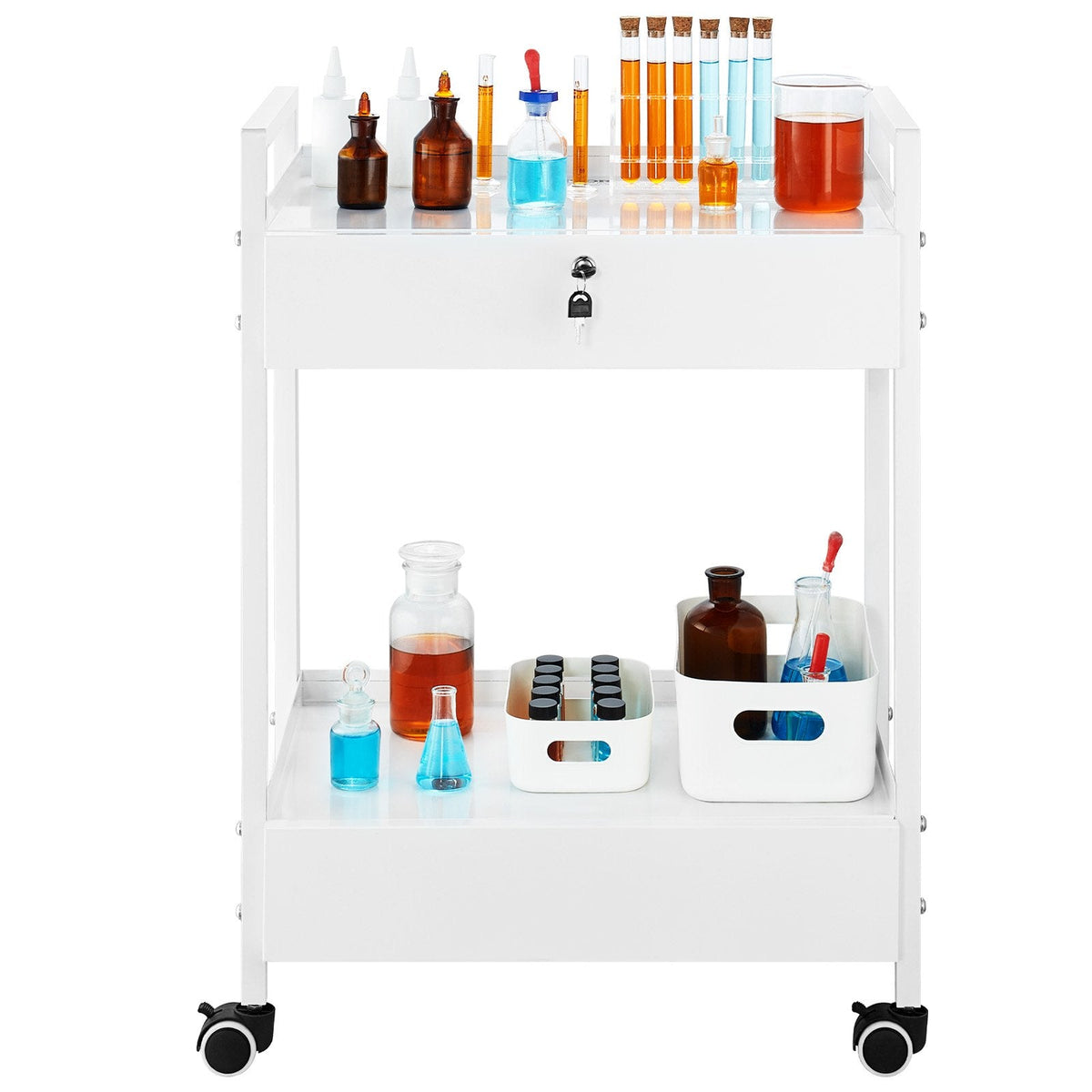 VEVOR Lab Cart, 2 Tiers Stainless Steel Utility Cart, Medical Cart