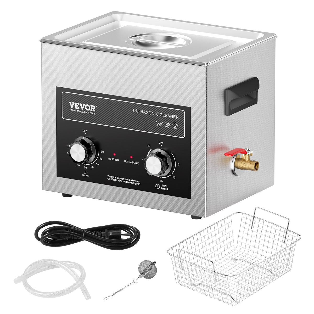 VEVOR 10L Ultrasonic Cleaner with Heater Timer & Basket, Professional
