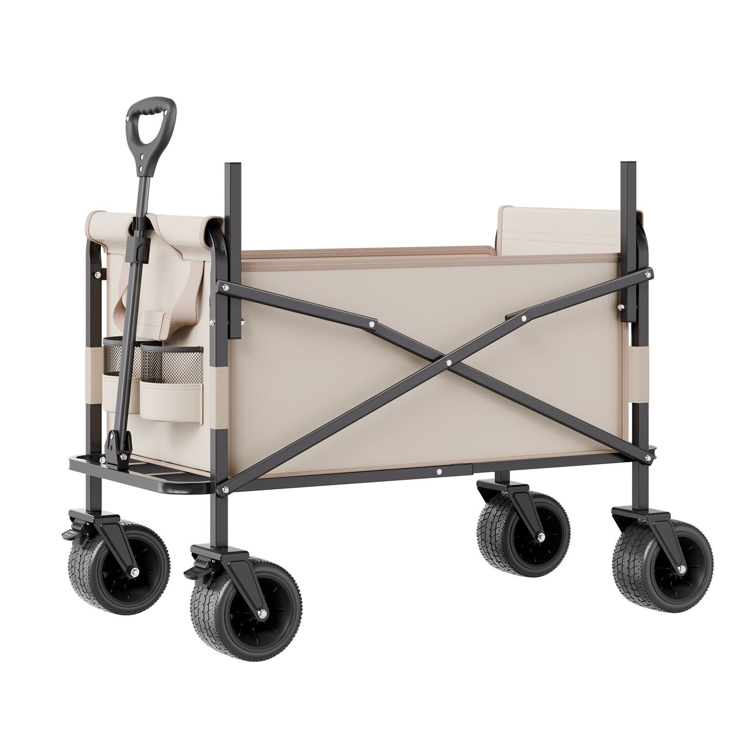 Collapsible Folding Wagon, 550lb Load & 220L, 2 in 1 Foldable Wagon
