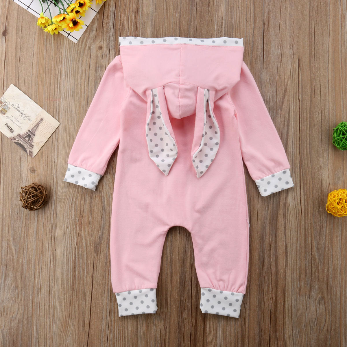 0 18M Baby Pink Ear Hooded Clothes Newborn Kids