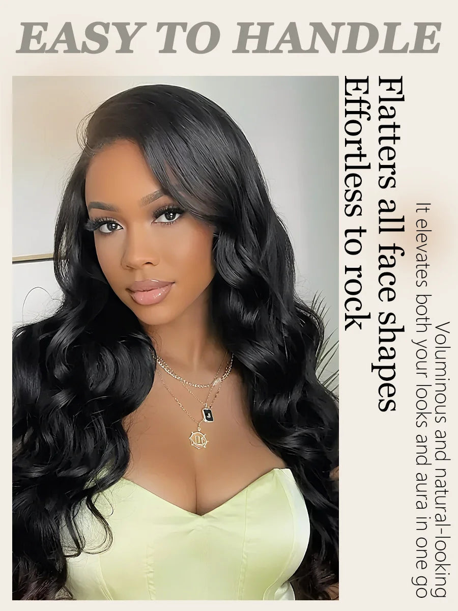 13x6 Lace Frontal Wig Body Wave 36 Inch 220% Density Natural Black HD Transparent Lace Front Brazilian Human Hair Wigs For Women