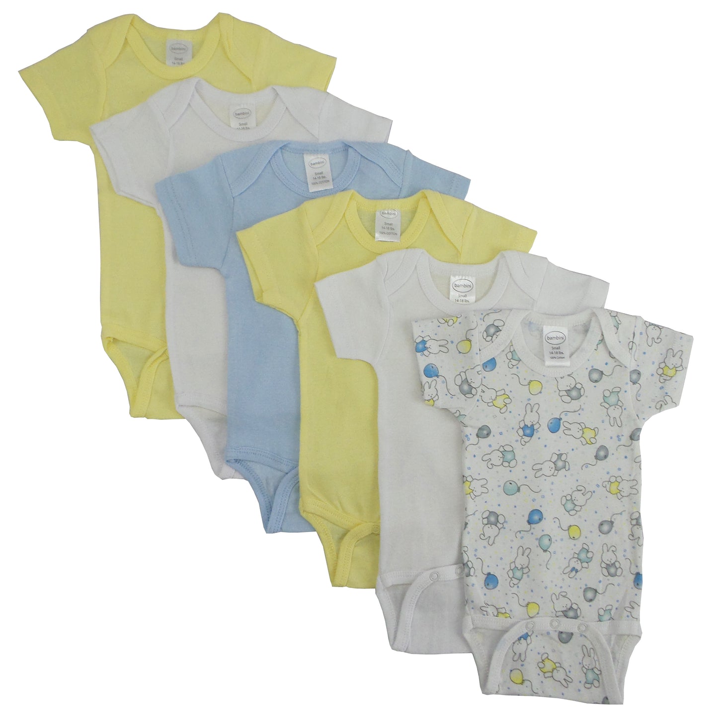 Printed Pastel Boys' Short Sleeve 6 Pack