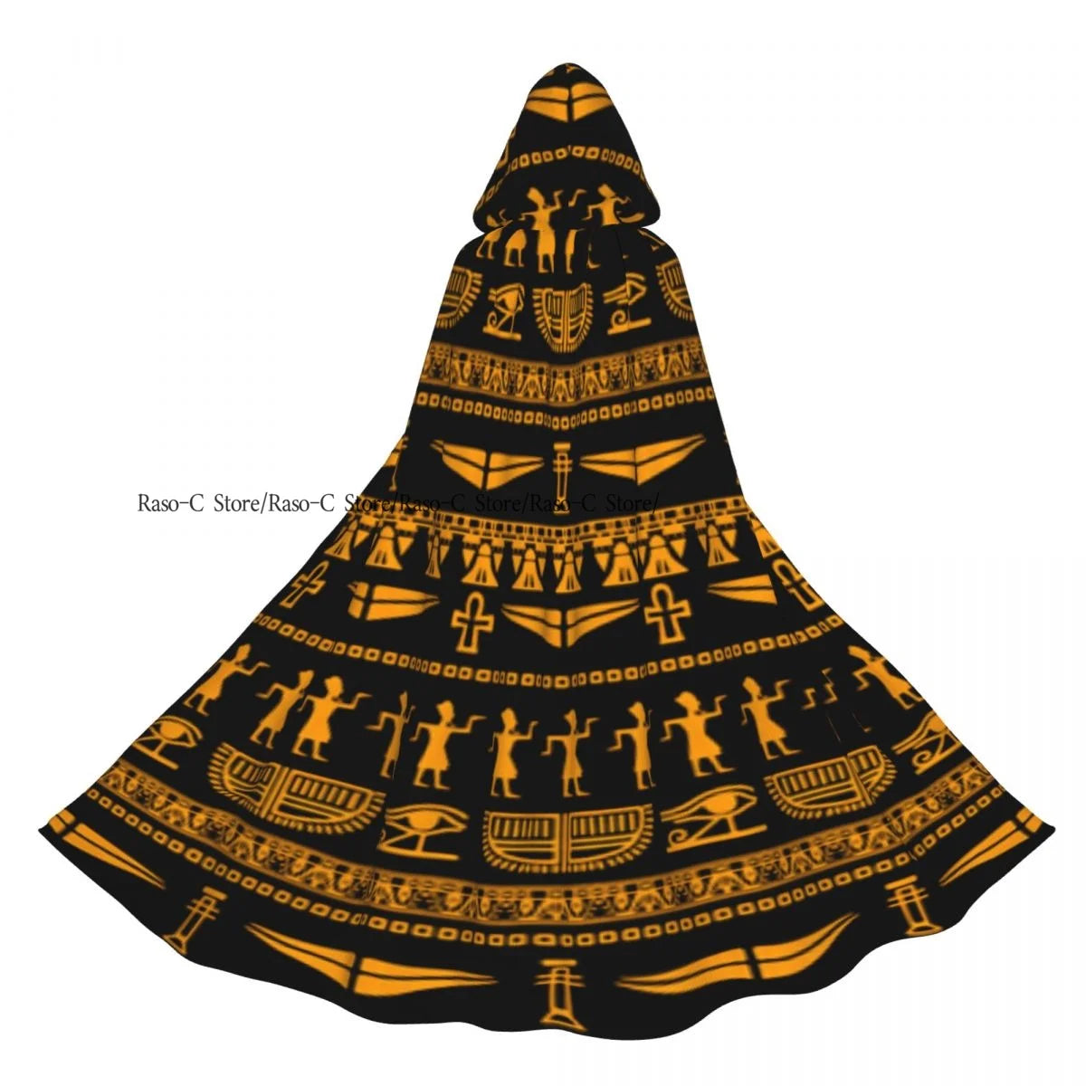 Unisex Adult Woman With Flower Egyptian Pattern Cloak with Hood Long Witch Costume Cosplay