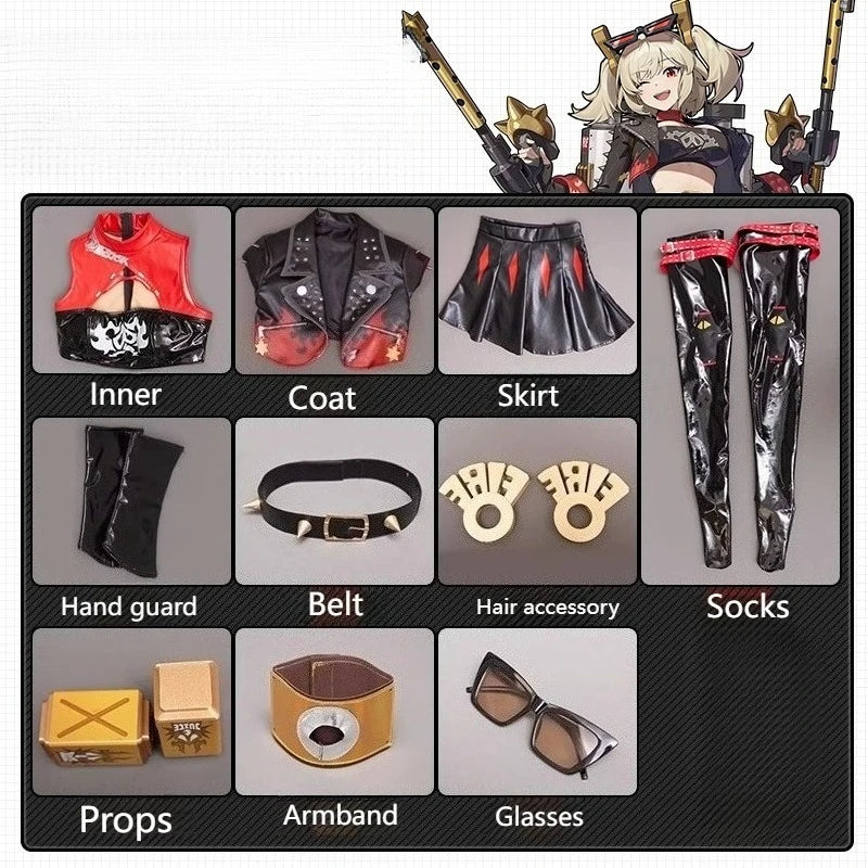 Game Zenless Zone Zero Burnice Whita Cosplay Costume Punk Coat Skirt Props Wig Suit for Women Halloween Anime Party Outfits