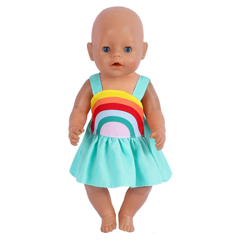 43 cm Doll Outfits Rainbow Hoodies and Pants Fashion Reborn Doll Suit Clothes for Baby Born18 Inch Dolls Birthday Festival Gift