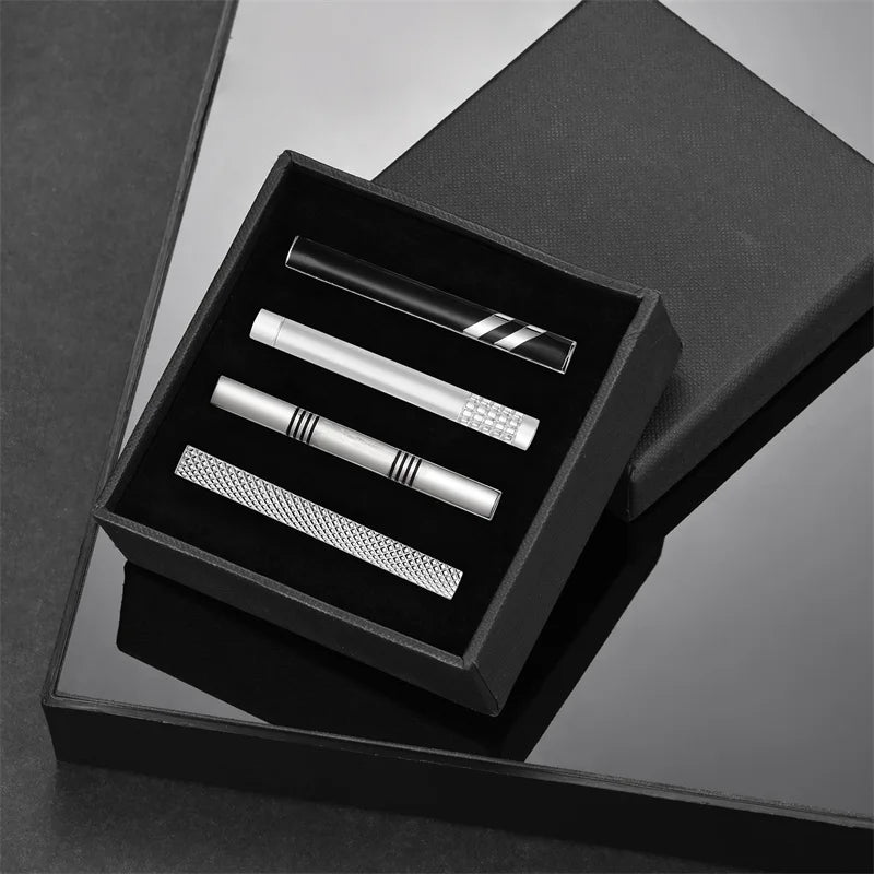 Tie Clip For Men Business Party Minimalist Tie Clips And Cufflinks To Man Shirt Gift Box Jewelry Men's Cuff Man Fashion Lawyer