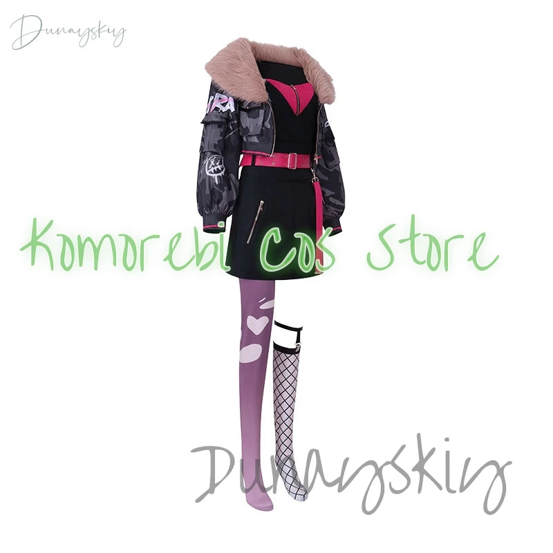 ULTRA C Azusawa Kohane Cosplay Game PJSK Project Sekai Colorful Stage Costume Uniforms Black Coat Dress Wig Prop Halloween Party