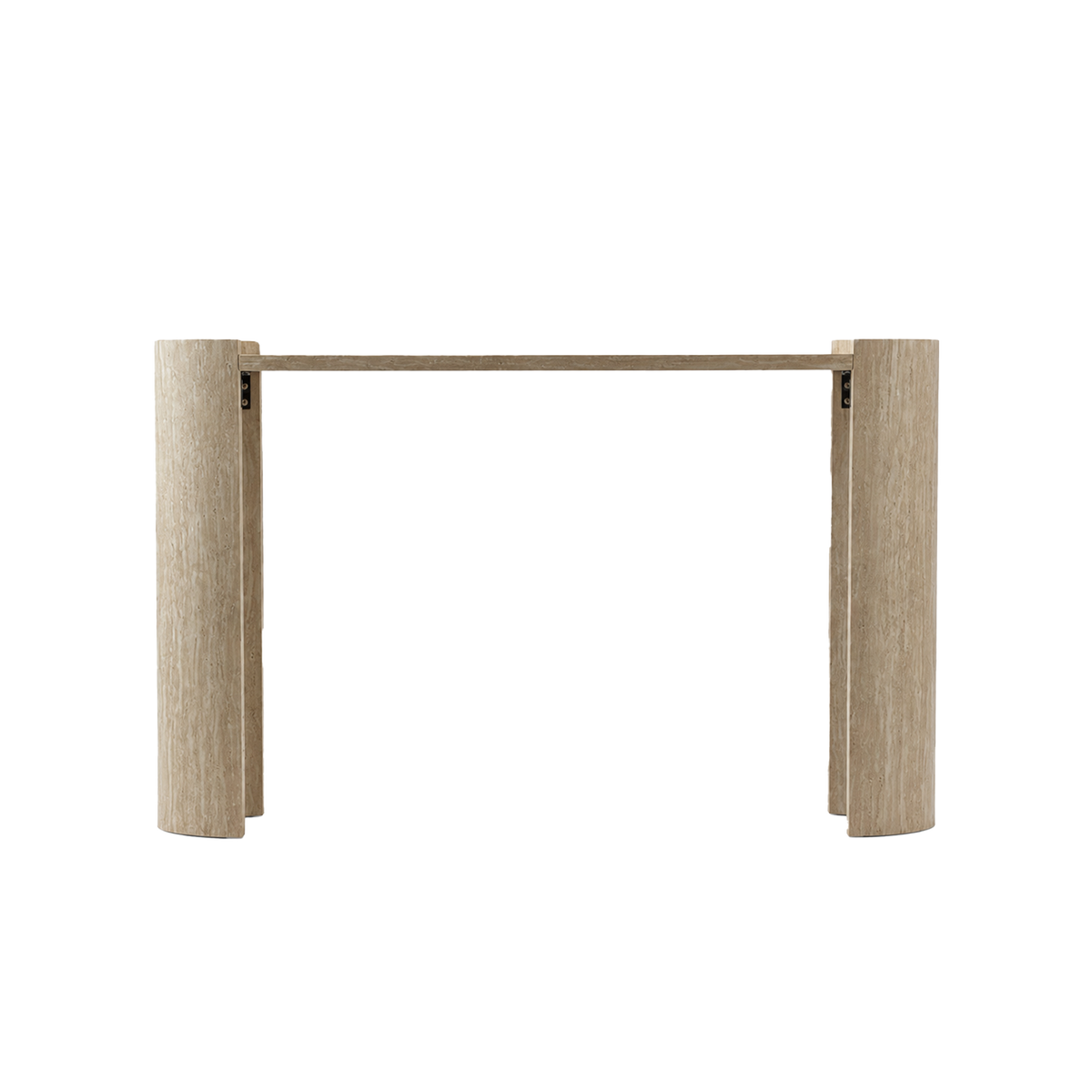 Curved Console Table with U-Shaped Legs and a Natural Wood-Grain