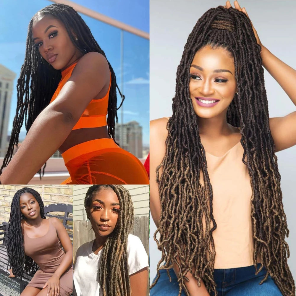 Goddess Faux Locs Crochet Synthetic Hair Soft Curly Dreadlocks Hair Extensions Braiding Hair Ombre Crochet Locs Wholesale Braids