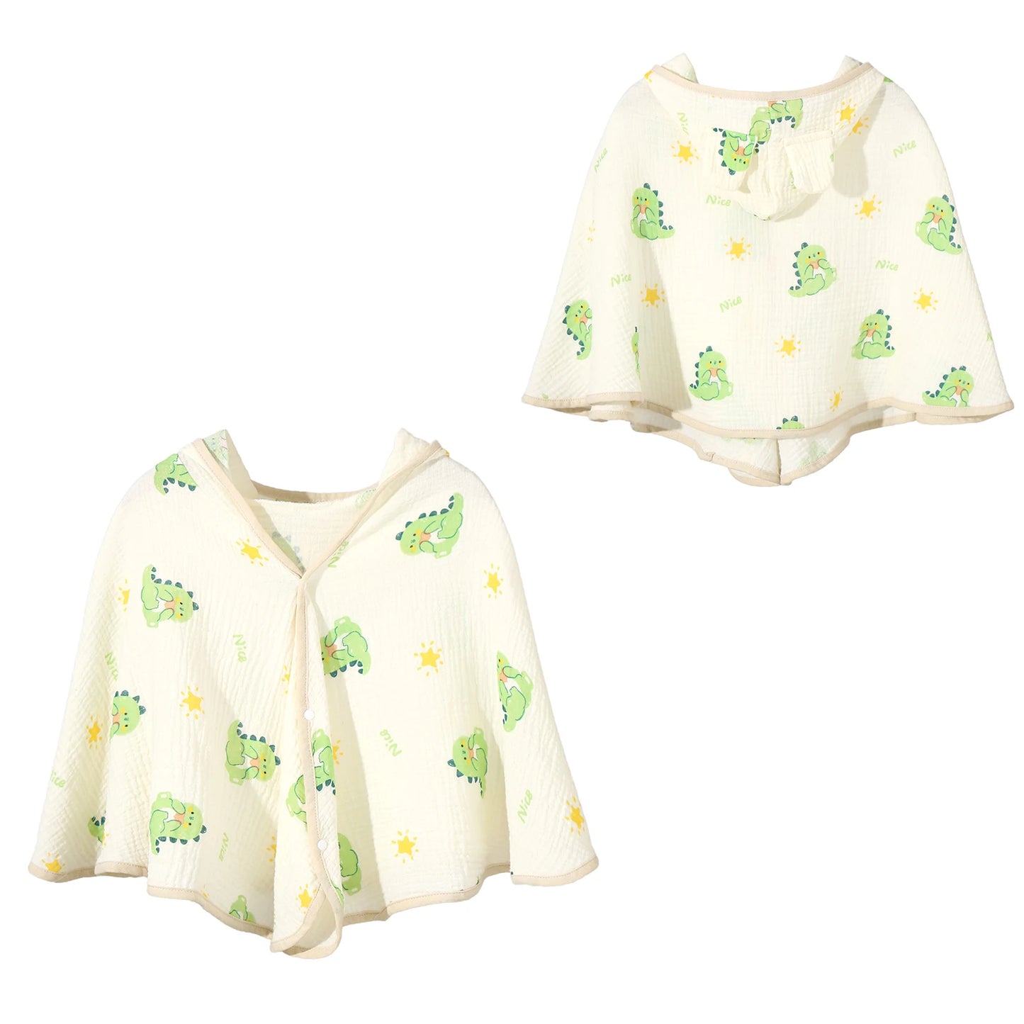 Infant Cute Printed Soft Bath Towel Hooded Cape Bathrobe Baby Swaddle Blanket Bathroom Beach Pool Cloak Summer Sunscreen Shawl