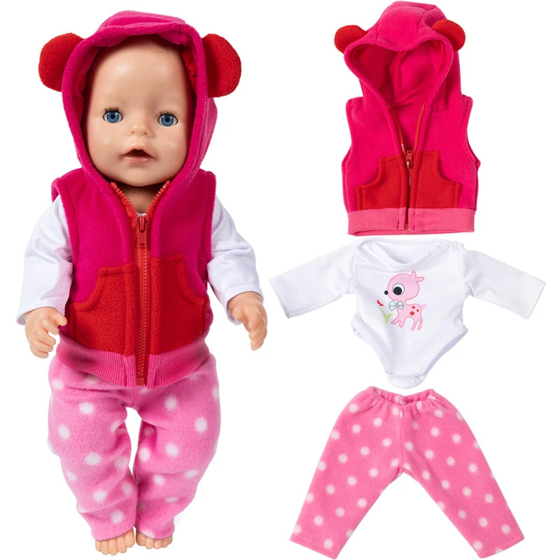 Baby New Born Doll Clothes Coat Hooded Sweater for 17 Inch Doll Jacket Toys Doll Wears