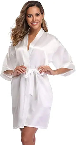 Satin Robe Female Intimate Lingerie Sleepwear Silky Bridal Wedding Gift Casual Kimono Bathrobe Gown Nightgown Sexy Nightwear