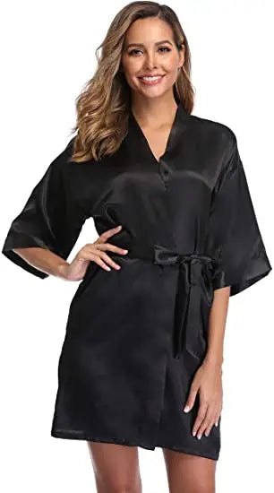 Satin Robe Female Intimate Lingerie Sleepwear Silky Bridal Wedding Gift Casual Kimono Bathrobe Gown Nightgown Sexy Nightwear