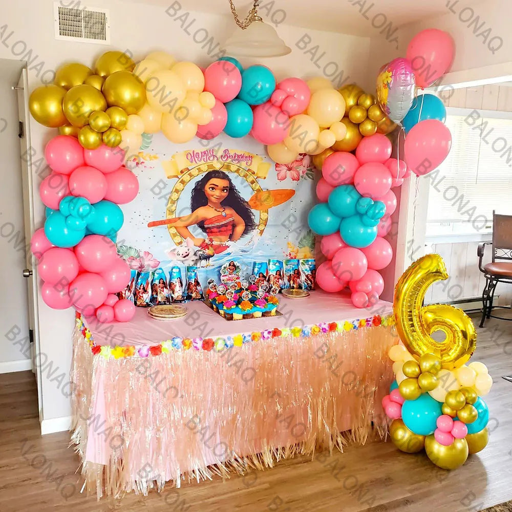 125pcs Disney Moana Party Balloons Moana Balloon Gold set Baby Shower Birthday Party Decorations Kids Toy Gifts
