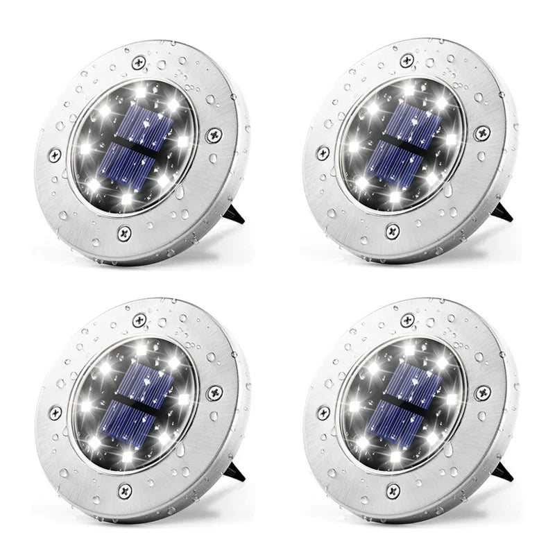 4Pack Solar LED Garden Ground Light Outdoor Waterproof Solar Wall Lamp Christmas Fence Courtyard Atmosphere Decor Night Light