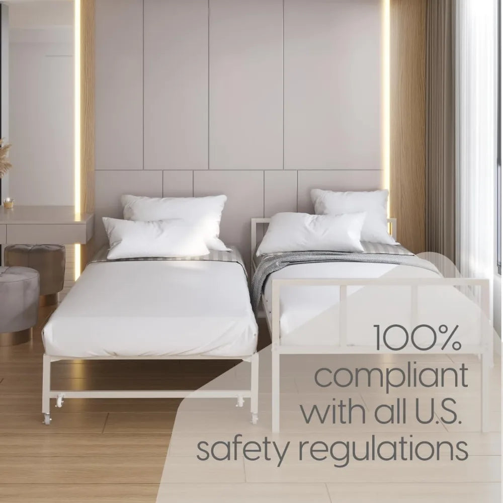 Twin Daybed and Fold- Up Trundle Set, Daybed with Pop Up Trundle - Mattresses Sold Separately