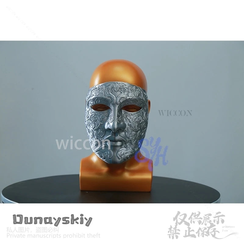 Movie Baldwin IV Cosplay Silver Retro Face 3D Polylactic Acid Mask Halloween Christmas Performance Props Accessory 코스프레