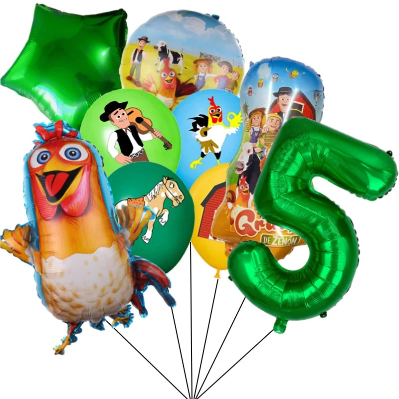 Chicken Dairy Farm Chick Tractor Ballons Happy Birthday Kids Party Animal Pet Dream Rangeland La Granja Zenon Party Decoration