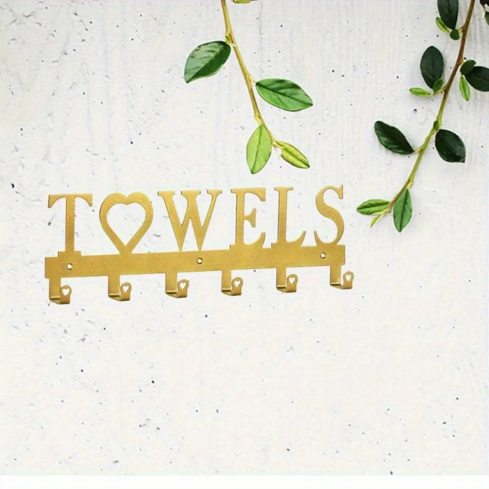 Sturdy Gold Metal Wall Hook Organizer: Multi-Purpose Key & Coat Hanger for Home, Office & Entryway.