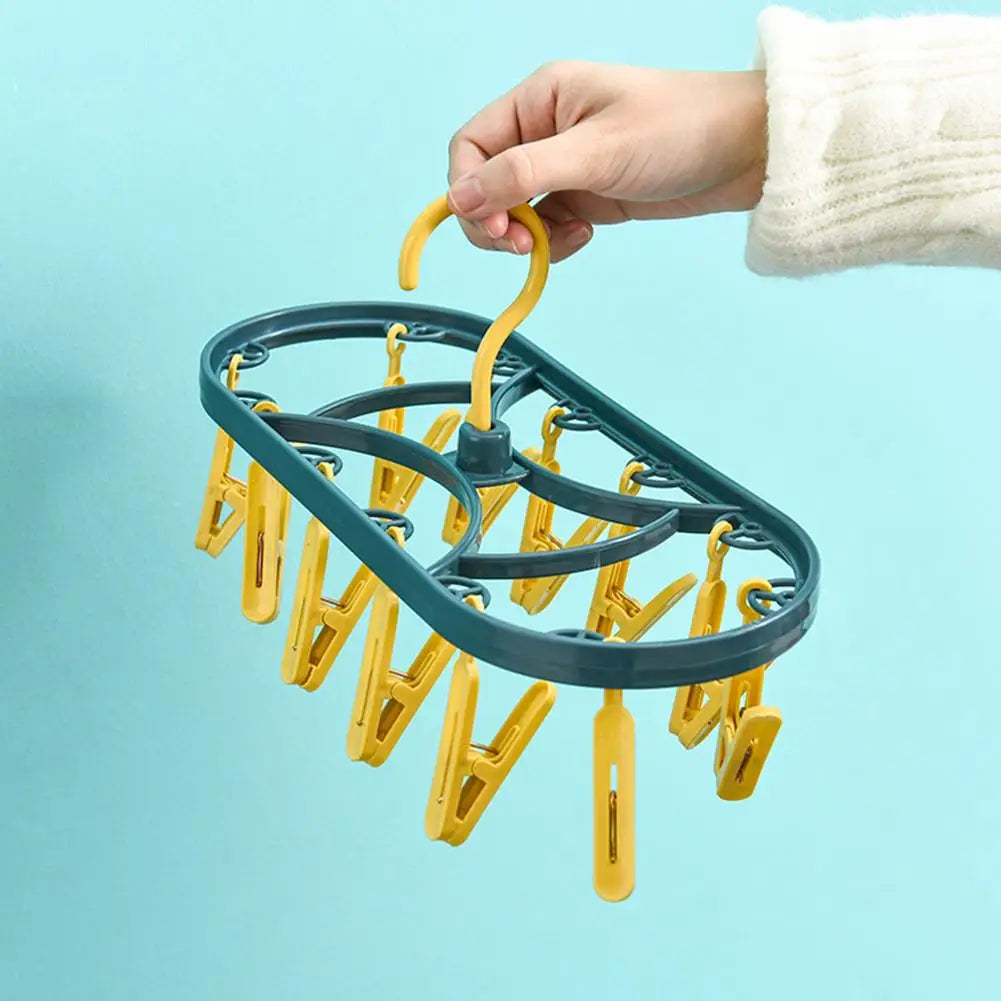 Household Plastic Clothes Drying Rack 12-clip Plastic Socks Hanger, Underwear Clothes Drying Rack, Clothes Rack For Baby