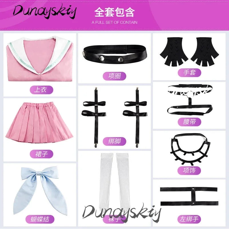 Miu Iruma Cosplay Costume with Wig Glasses Outfit Role Play Clothes Hair Prop For Christmas Halloween Customized