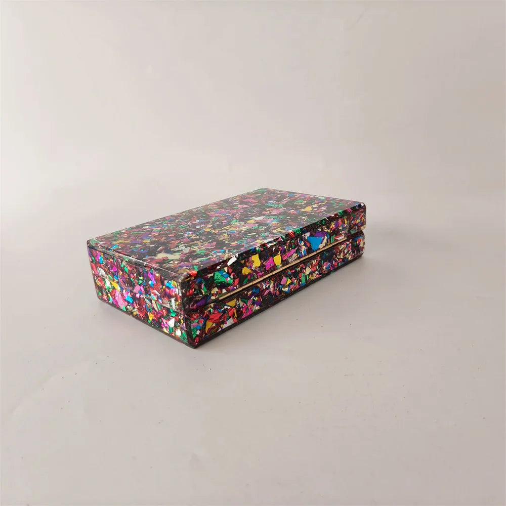 Colorful Big Glitter Acrylic Bag Handle Summer Party Wedding Evening Bride Gift Lady Handbag And Purse Mini Small Female Flap