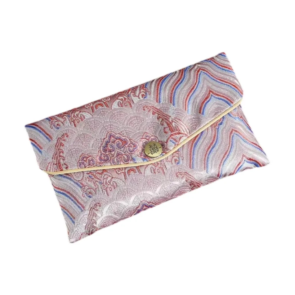 Chinese Style New Year Red Envelope Traditional Brocade Wedding Money Pocket Blessing Magnetic Buckle Red Packet Party Gifts