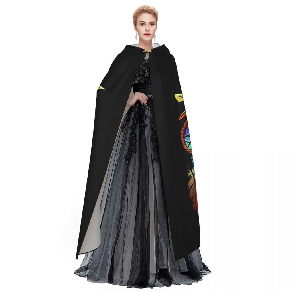 Dreamcatcher Owl Long Hooded Cloak Witch Medieval Costume Cosplay Cape HalloweenVampire Adult Unisex
