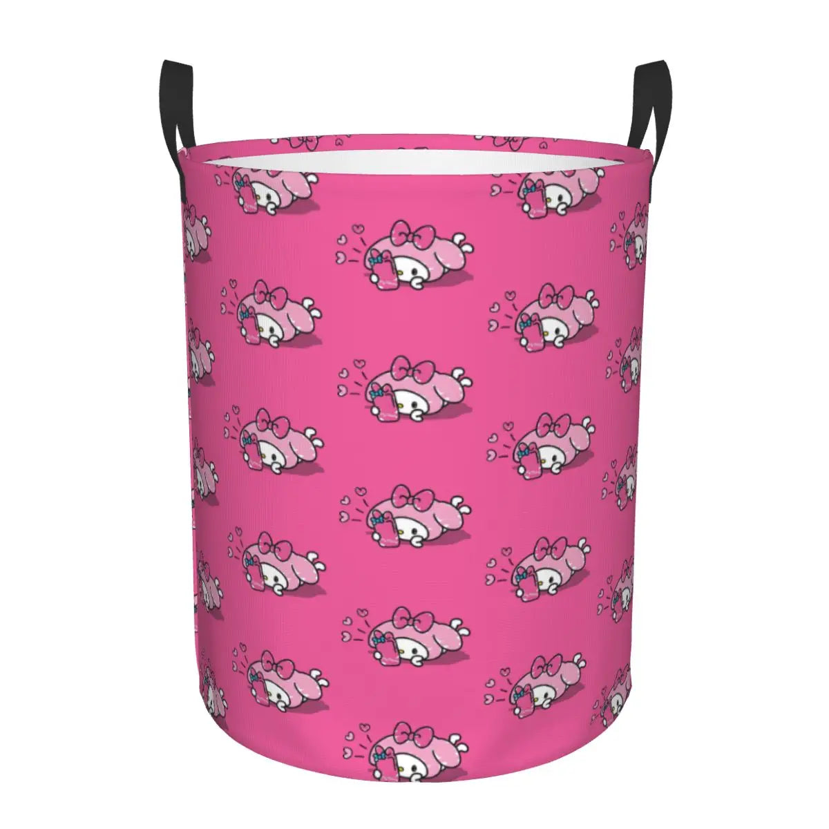 Custom Melody Laundry Basket Collapsible Pink Rabbit Clothes Hamper for Baby Kids Toys Storage Bin
