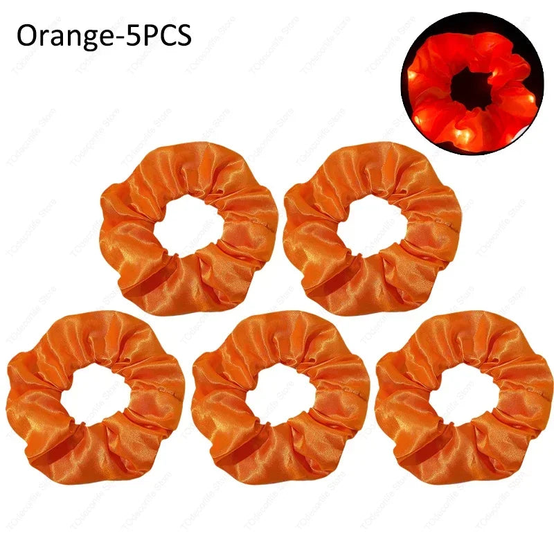 LED Luminous Scrunchies Hairband Glowing Elastic Hair Tie Rope for Women Girls Glow in the Dark Party Hair Accessory