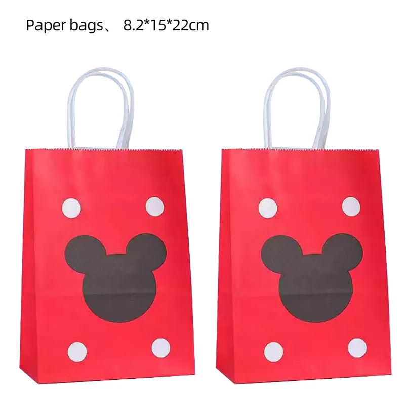 21*15*8cm Disney Mickey Mouse Paper Gift Bag Festival With Handles Baby Shower Candy Bags Kids Minnie Birthday Party Supplies ﻿