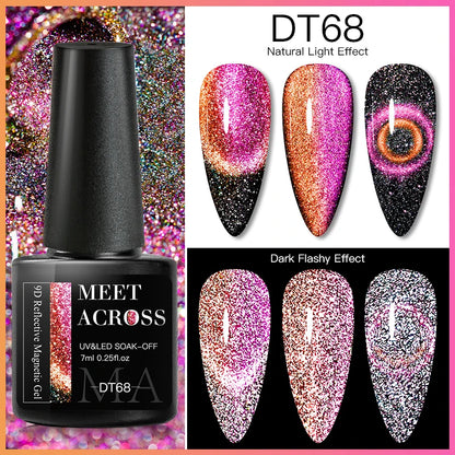 9D Reflective Magnetic Gel Nail Polish 7ml Shiny Glitter Cat Eye Nail Gel Varnishes Semi Permanent Soak Off UV Gel Nail Art