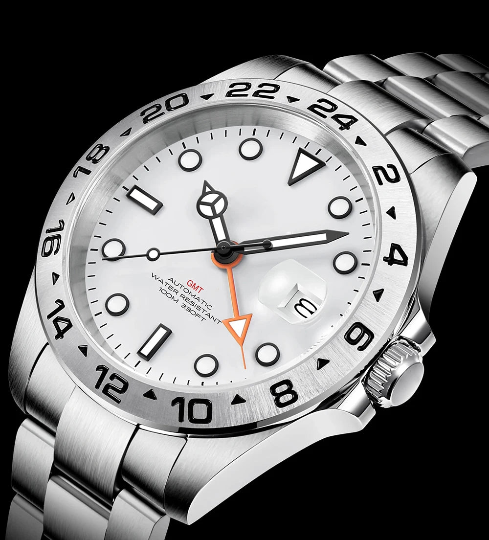 Custom Luxury 39mm NH34 Automatic Mechanical  GMT Watch Full Steel Male Watch Sapphire Luminous Waterproof for Men Reloj Hombre